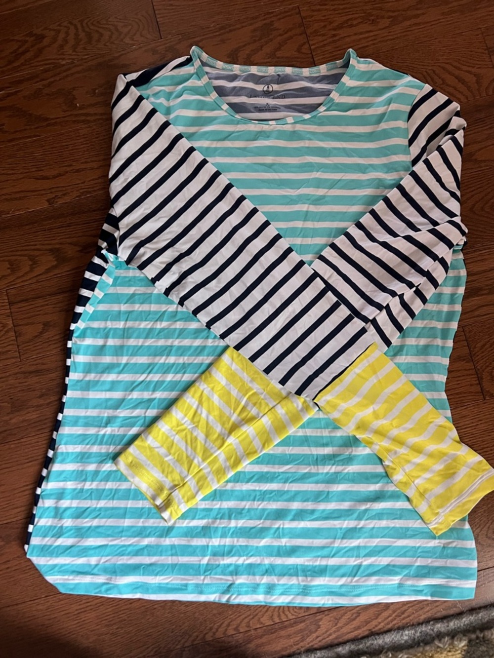 Womens Striped Long-Sleeve Swim Tee